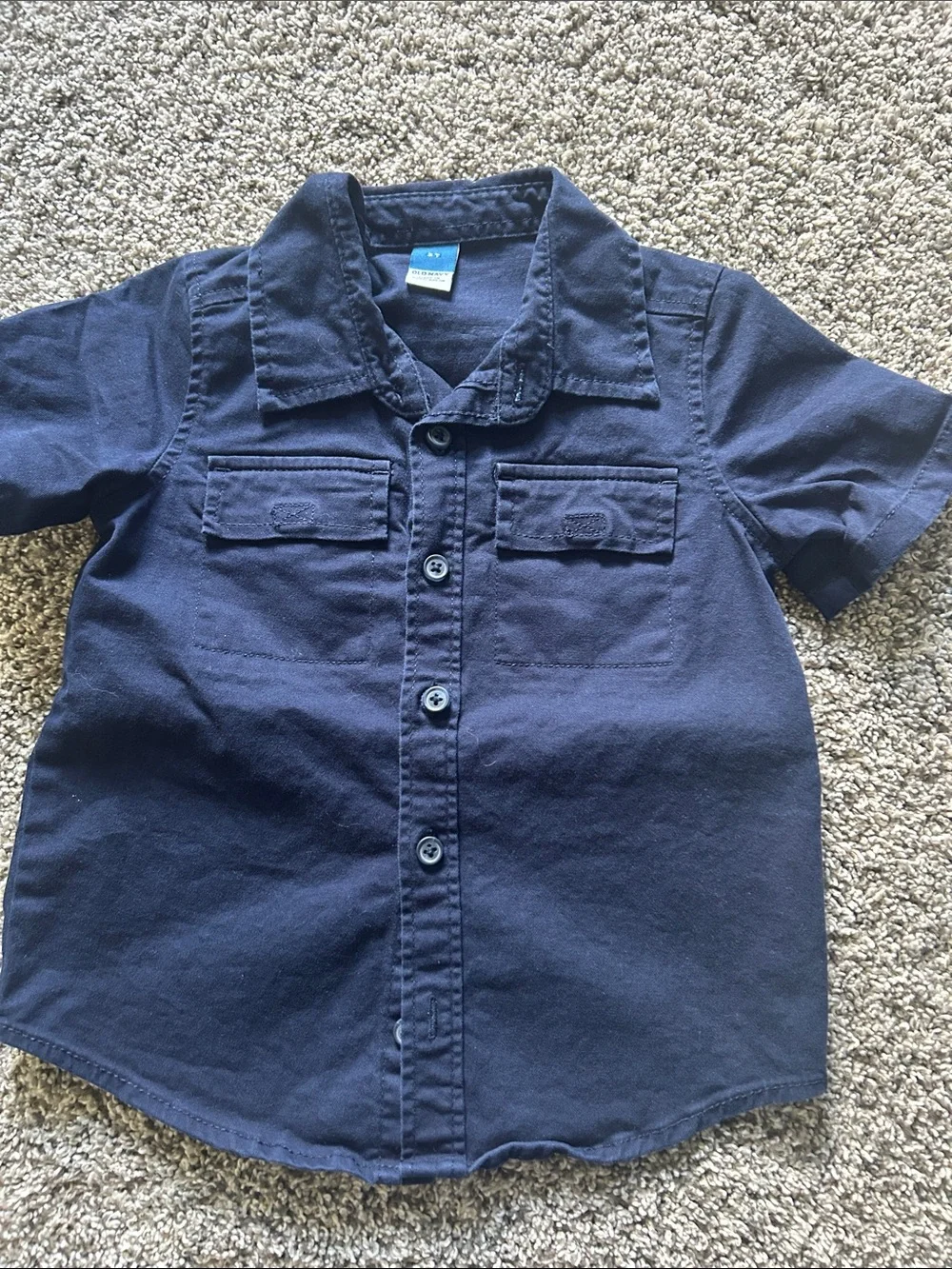 Old Navy Boys Navy Button-Down Short Sleeve Shirt